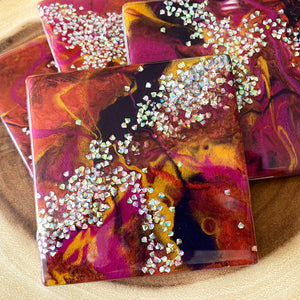"thirsty stone" coaster set in pink