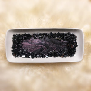 ceramic black and purple vanity tray