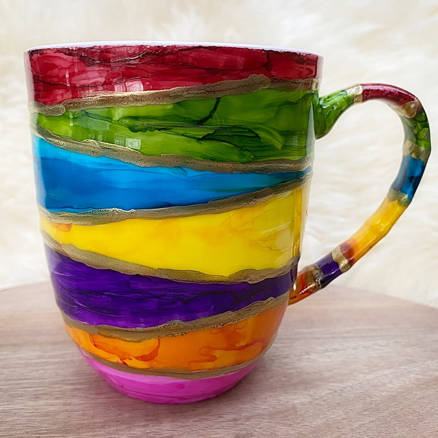 rainbow coffee mug
